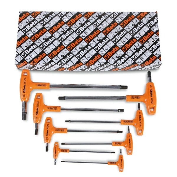 Beta 96T/AS8 Set of 8 Hex Key Wrenches with High Torque T-Handles, SAE 3/32 in - 3/8 in 000960682 - main